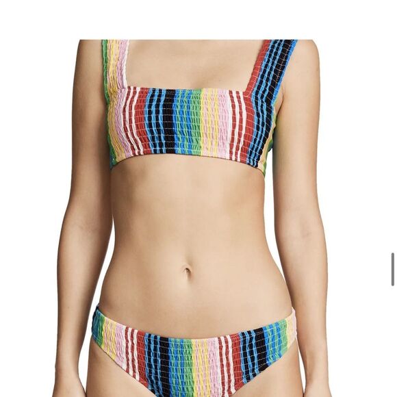 DIANE VON FURSTENBERG Smocked Cheeky Bikini Bottoms and top - Picture 1 of 9